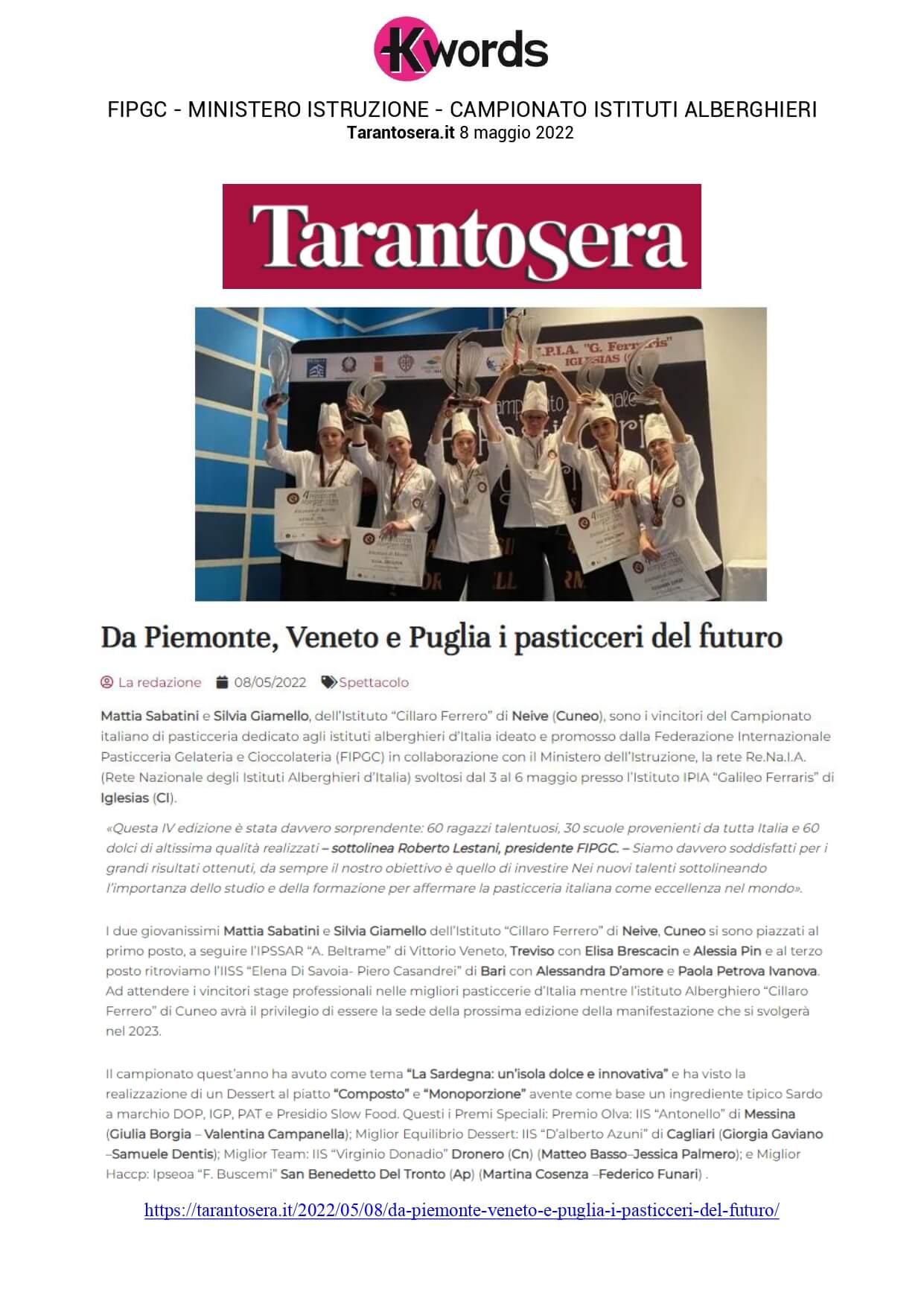 Da Piemonte, Veneto e Puglia i pasticceri del futuro
